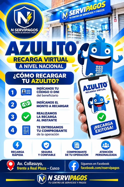 Afiche de N SERVIPAGOS: Recarga virtual Azulito