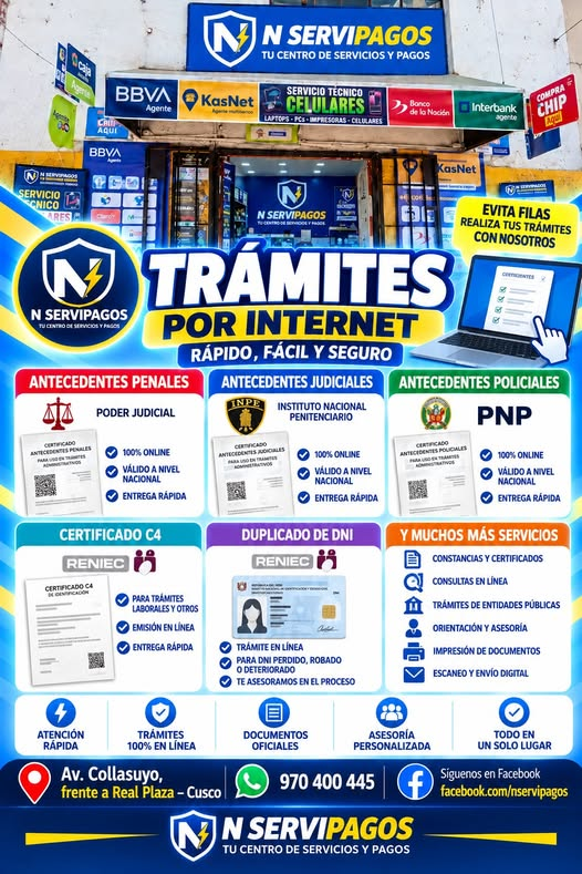 Afiche de N SERVIPAGOS: Trámites por internet